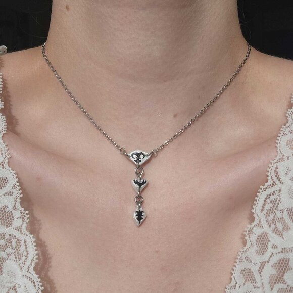 Gothic medieval dainty rosary necklace with a small silver chain - Picture 8 of 8